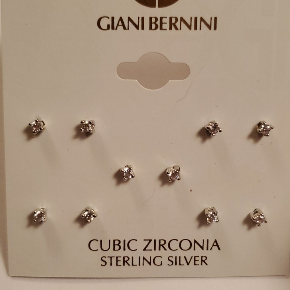 Giani Bernini CZ sterling silver earrings set of 5